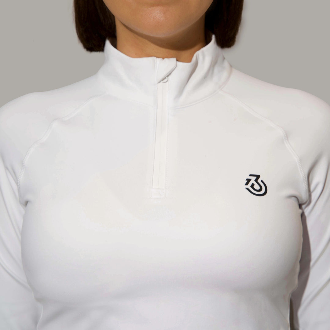 Long sleeve white golf top with logo